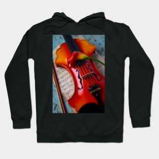 Orange Calla Lily On Baroque Violin Hoodie